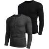imageCOOFANDY Mens 2Pack Slim Fit Henley Shirts Long Sleeve Lightweight Fashion Casual Cotton Basic T ShirtsBlackCharcoal