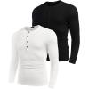 imageCOOFANDY Mens 2Pack Slim Fit Henley Shirts Long Sleeve Lightweight Fashion Casual Cotton Basic T ShirtsBlackWhite