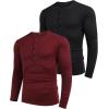 imageCOOFANDY Mens 2Pack Slim Fit Henley Shirts Long Sleeve Lightweight Fashion Casual Cotton Basic T ShirtsBlackWine Red