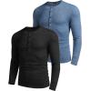 imageCOOFANDY Mens 2Pack Slim Fit Henley Shirts Long Sleeve Lightweight Fashion Casual Cotton Basic T ShirtsBlueBlack