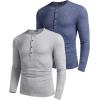 imageCOOFANDY Mens 2Pack Slim Fit Henley Shirts Long Sleeve Lightweight Fashion Casual Cotton Basic T ShirtsBlueLight Gray