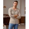 imageCOOFANDY Mens 2Pack Slim Fit Henley Shirts Long Sleeve Lightweight Fashion Casual Cotton Basic T ShirtsKhakiDark Gray