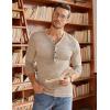 imageCOOFANDY Mens 2Pack Slim Fit Henley Shirts Long Sleeve Lightweight Fashion Casual Cotton Basic T ShirtsKhakiDark Gray