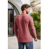 imageCOOFANDY Mens 2Pack Slim Fit Henley Shirts Long Sleeve Lightweight Fashion Casual Cotton Basic T ShirtsWine RedBlue