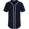 imageCOOFANDY Mens Baseball Button Down Jersey Short Sleeve Hipster Hip Hop T ShirtsNavy Blue
