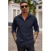 imageCOOFANDY Mens Button Down Long Sleeve Shirt Casual Untucked Dress Shirt Regular Fit Wedding ShirtsBlack Iris