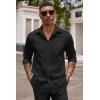 imageCOOFANDY Mens Button Down Long Sleeve Shirt Casual Untucked Dress Shirt Regular Fit Wedding ShirtsBlack Onyx