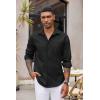 imageCOOFANDY Mens Button Down Long Sleeve Shirt Casual Untucked Dress Shirt Regular Fit Wedding ShirtsBlack Onyx