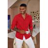 imageCOOFANDY Mens Button Down Long Sleeve Shirt Casual Untucked Dress Shirt Regular Fit Wedding ShirtsFiery Red