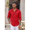 imageCOOFANDY Mens Button Down Long Sleeve Shirt Casual Untucked Dress Shirt Regular Fit Wedding ShirtsFiery Red