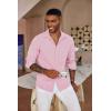 imageCOOFANDY Mens Button Down Long Sleeve Shirt Casual Untucked Dress Shirt Regular Fit Wedding ShirtsIcy Pink