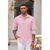 imageCOOFANDY Mens Button Down Long Sleeve Shirt Casual Untucked Dress Shirt Regular Fit Wedding ShirtsIcy Pink