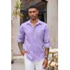 imageCOOFANDY Mens Button Down Long Sleeve Shirt Casual Untucked Dress Shirt Regular Fit Wedding ShirtsPurple Rose