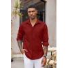 imageCOOFANDY Mens Button Down Long Sleeve Shirt Casual Untucked Dress Shirt Regular Fit Wedding ShirtsRed Dahlia