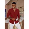 imageCOOFANDY Mens Button Down Long Sleeve Shirt Casual Untucked Dress Shirt Regular Fit Wedding ShirtsRed Dahlia