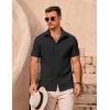 imageCOOFANDY Mens Casual Button Down Shirts Short Sleeve Summer Beach Vacation ShirtsAblack