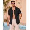 imageCOOFANDY Mens Casual Button Down Shirts Short Sleeve Summer Beach Vacation ShirtsAblack