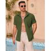 imageCOOFANDY Mens Casual Button Down Shirts Short Sleeve Summer Beach Vacation ShirtsArmy Green
