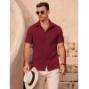 imageCOOFANDY Mens Casual Button Down Shirts Short Sleeve Summer Beach Vacation ShirtsDark Red