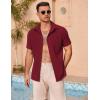 imageCOOFANDY Mens Casual Button Down Shirts Short Sleeve Summer Beach Vacation ShirtsDark Red