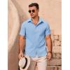 imageCOOFANDY Mens Casual Button Down Shirts Short Sleeve Summer Beach Vacation ShirtsLight Blue