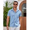 imageCOOFANDY Mens Casual Button Down Shirts Short Sleeve Summer Beach Vacation ShirtsLight Blue