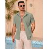 imageCOOFANDY Mens Casual Button Down Shirts Short Sleeve Summer Beach Vacation ShirtsLight Grey