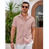 imageCOOFANDY Mens Casual Button Down Shirts Short Sleeve Summer Beach Vacation ShirtsLight Pink
