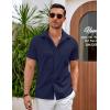 imageCOOFANDY Mens Casual Button Down Shirts Short Sleeve Summer Beach Vacation ShirtsNavy Blue