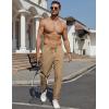 imageCOOFANDY Mens Casual Joggers Pants Cotton Elastic Waist Drawstring Chino Pants Hiking Outdoor Track SweatpantsKhaki