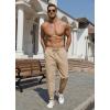 imageCOOFANDY Mens Casual Joggers Pants Cotton Elastic Waist Drawstring Chino Pants Hiking Outdoor Track SweatpantsLight Khaki