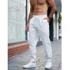 imageCOOFANDY Mens Casual Joggers Pants Cotton Elastic Waist Drawstring Chino Pants Hiking Outdoor Track SweatpantsWhite