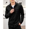 imageCOOFANDY Mens Corduroy Shirt Casual Shacket Long Sleeve Button Down Lightweight JacketBlack