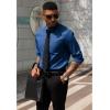 imageCOOFANDY Mens Dress Shirts Long Sleeve Button Down Formal Shirt Regular Fit Solid Business Casual ShirtsDark Blue