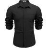imageCOOFANDY Mens Dress Shirts Long Sleeve Wrinkle Free Shirt Textured Business Casual Button Down ShirtBlack