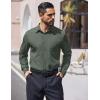 imageCOOFANDY Mens Dress Shirts Long Sleeve Wrinkle Free Shirt Textured Business Casual Button Down ShirtDark Army Green