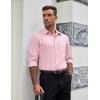 imageCOOFANDY Mens Dress Shirts Long Sleeve Wrinkle Free Shirt Textured Business Casual Button Down ShirtLight Pink