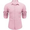 imageCOOFANDY Mens Dress Shirts Long Sleeve Wrinkle Free Shirt Textured Business Casual Button Down ShirtLight Pink