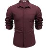 imageCOOFANDY Mens Dress Shirts Long Sleeve Wrinkle Free Shirt Textured Business Casual Button Down ShirtWine Red