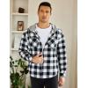 imageCOOFANDY Mens Flannel Hoodie Plaid Shirt Long Sleeve Button Down Casual Shirt Jacket Lightweight Fall ShacketPlaidblack  White