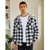 imageCOOFANDY Mens Flannel Hoodie Plaid Shirt Long Sleeve Button Down Casual Shirt Jacket Lightweight Fall ShacketPlaidblack  White