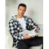imageCOOFANDY Mens Flannel Hoodie Plaid Shirt Long Sleeve Button Down Casual Shirt Jacket Lightweight Fall ShacketPlaidblack  White