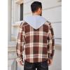 imageCOOFANDY Mens Flannel Hoodie Plaid Shirt Long Sleeve Button Down Casual Shirt Jacket Lightweight Fall ShacketPlaidbrown Orange Khaki