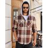 imageCOOFANDY Mens Flannel Hoodie Plaid Shirt Long Sleeve Button Down Casual Shirt Jacket Lightweight Fall ShacketPlaidbrown Orange Khaki