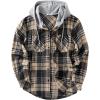 imageCOOFANDY Mens Flannel Hoodie Plaid Shirt Long Sleeve Button Down Casual Shirt Jacket Lightweight Fall ShacketPlaidlight Khaki