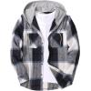 imageCOOFANDY Mens Flannel Hoodie Plaid Shirt Long Sleeve Button Down Casual Shirt Jacket Lightweight Fall ShacketPlaidnavy  Beige