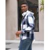 imageCOOFANDY Mens Flannel Hoodie Plaid Shirt Long Sleeve Button Down Casual Shirt Jacket Lightweight Fall ShacketPlaidnavy  Beige