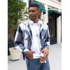 imageCOOFANDY Mens Flannel Hoodie Plaid Shirt Long Sleeve Button Down Casual Shirt Jacket Lightweight Fall ShacketPlaidnavy  Beige