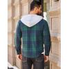 imageCOOFANDY Mens Flannel Hoodie Plaid Shirt Long Sleeve Button Down Casual Shirt Jacket Lightweight Fall ShacketPlaidnavy  Green