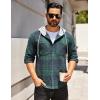imageCOOFANDY Mens Flannel Hoodie Plaid Shirt Long Sleeve Button Down Casual Shirt Jacket Lightweight Fall ShacketPlaidnavy  Green